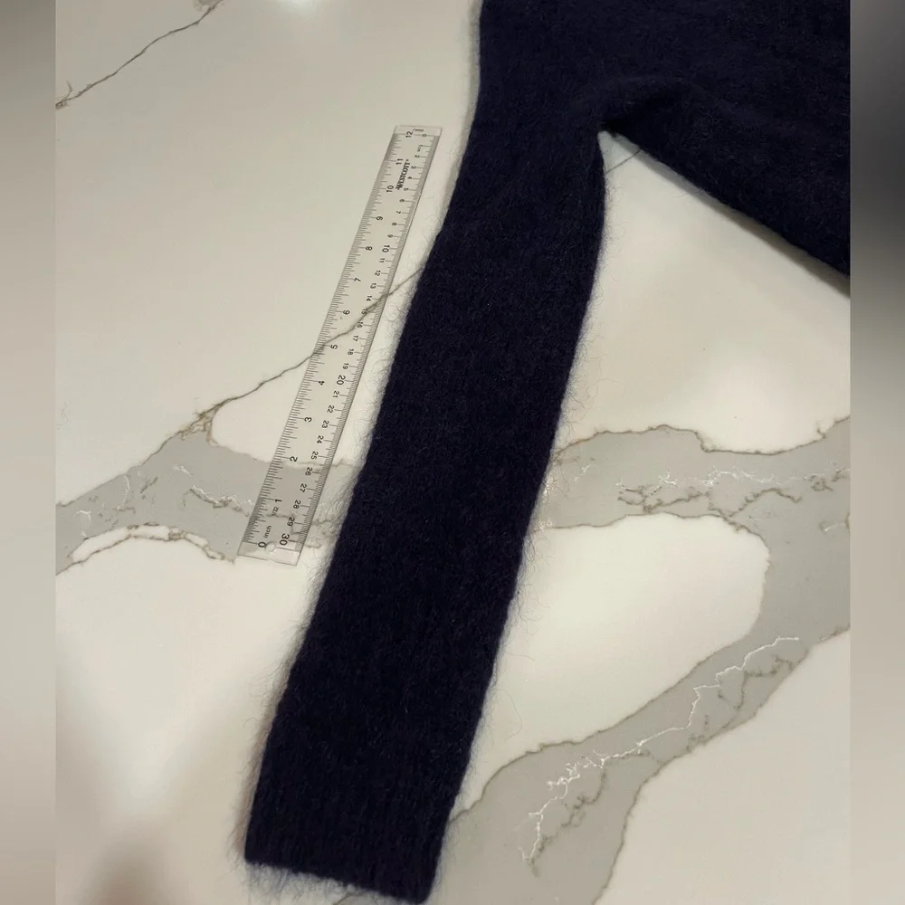 Sezane Navy and White Lace long Sleeve Sweater - Picture 8 of 8